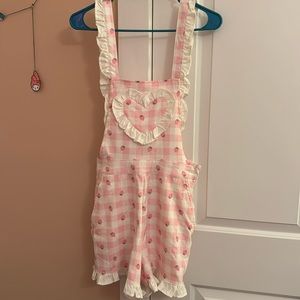 Woman’s strawberry pink overalls 🩷